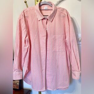 Time and Tru Coral and White Striped Maternity Shirt.  12/14.